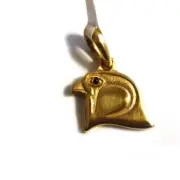 DAVID YURMAN Mens NEW 18K Gold 19mm Falcon Amulet Enhancer with Sapphire Eye