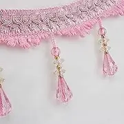 Fringe Trim，Curtain Tassels， 12 Yards Crystal Beaded Curtain Tassel Sewing Decorative Trim Sofa Tablecloth Edging Pendant DIY Crafts(Pink)