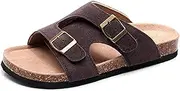 [TangDao] Men’s Cork Sandals, Arch Support Footbed Slippers with Buckle Straps, Nonslip Leather Casual Beach Flat Slides