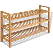 Shoe Rack with 3 Shelves 100x27x59,5 cm Solid Oak Wood