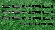 3D Letter Side Door Rear Tailgate Emblem Badge Nameplate Compatible for 2021-2023 Denali Sierra Set of 4Pcs (Gloss Black)