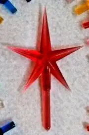 Ceramic Christmas Tree Large 4" Red Star Topper VINTAGE 2 PACK