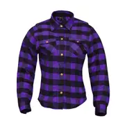 RIDERACT® Women Flannel Shirt Purple Road Series Reinforced Flannel Motorcycle Shirt