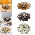 Flower Shaped Serving Tray with Lid Portable Rotating Snack Plate 5 Compartment