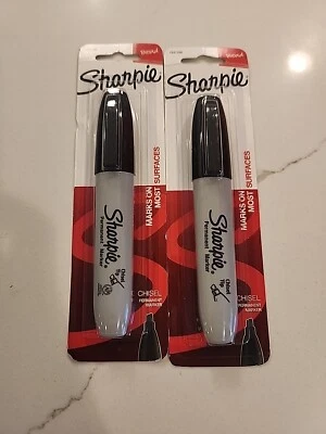 2 Pack SHARPIE BLACK PERMANENT MARKER, LARGE BROAD TIP, FOR CRAFT OR SCHOOL, NEW