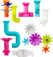 Building Bath Toy Bundle - Gears, Pipes and Tubes, 13 Pieces (B11342)