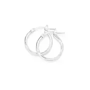 Silver 12mm Plain Light Tube Hoop Earrings