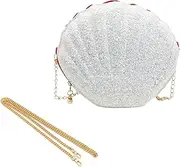 [PHMING] Women's Shell Bag with 3D Sequins, Women's Handbag, Girls Women Glitter Bag with Zip, Includes 2 Chains, Practical for Mobile Phone, Lipstick & Handkerchiefs