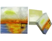 Capiz Shell Trinket Box, 3", Sunset