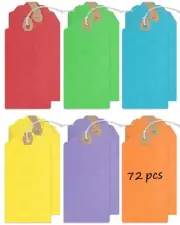 72 Pcs Blank Shipping Tags with Elastic String Attached Cardstock Paper Hang