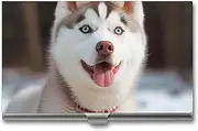 [VFMKT] Slim Metal Business Card Holder Portable Business Card Case Pocket Name Card Holder Husky Piquant Dog Wallet for Men Women Office Travel