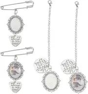 [SUPERFINDINGS] 4Pcs 2 Styles Wedding Bouquet Charms Memorial Picture Charm Platinum Photo Charm Frame with Lobster Clasps Alloy Pendant Tray Kit Oval Pendant Blank Bezel for Wedding Party Shower, 76~