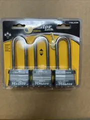 MASTER LOCK 1TRILJCOM Keyed Padlock,Rectangle,Silver,PK3 3HUJ4