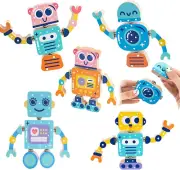 Wooden Snap-Together Building Toys, Robot Building Kit for Kids,Stem Building Bl