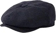 [TOP-EX] L/XL/XXL Merino Wool Flat Hat Men's 8 Panel Peaky Herringbone Tweed Retro Flat Cap Bat Cap Gatsby Cap, 95574_Blue Herringbone, XX-Large