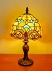 14" Tiffany Table Lamps Leadlight Stained Glass Crystal Bead Crown Style
