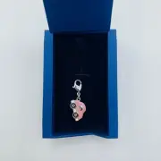$50 New Swarovski Pink and White Crystal Encrusted Car Charm 945223