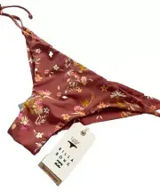 Billabong TANGA Bikini Bottom Super Skimpy Coverage Womens XL Brown Floral NWT