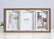 Picture Frame Rustic Rotating Floating Photo Frames Double-Sided Display Rustic Picture Frame For Desktop or Desktop Display