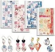 OLYCRAFT Collage Fabric Clay Transfer Paper 4 Design 24Pcs Transfer Paper for Polymer Collage Rose Polymer Clay Transfer Sheets Collage Theme Small Transfer Paper for Clay Earrings Jewelry Making