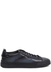 Santoni Navy Leather Sneakers - Blue - 10 10