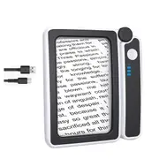 4X Large Magnifying Glass with Light for Reading,Lighted Magnifier with 10 LED Foldable Handheld Magnifiers for Seniors Black White