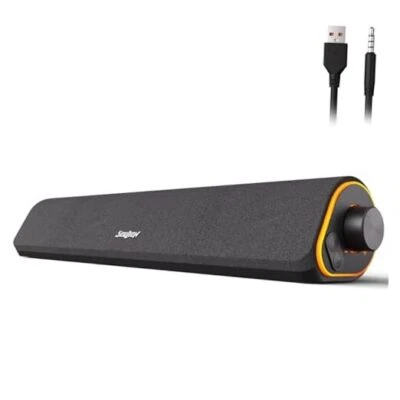 R50 Bluetooth Computer Speakers, 3.5mm PC Sound Bar for Desktop Monitor, Black