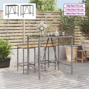 Bar Table Outdoor Picnic Dining Cafe Table with Glass Top Poly Rattan vidaXL