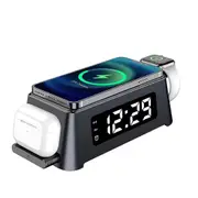 Multifunctional Fast Wireless Charger LED Digital Clock Portable Charger Black