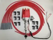 FORD Y Block 272 292 312 RED Small Cap HEI Distributor + Spark Plug Wires USA