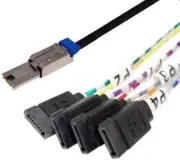 NEW TMC C5647-.5M External MiniSAS SFF-8088 to 4x 7-Pin SATA Cable 0.5 Meter SAS