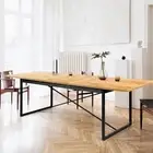 Levede Dining Table Extendable Rectangle Wooden Home Kitchen Seater Steel Frame
