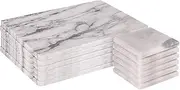 Argon Tableware Marble Placemats & Square Coasters Set - 12pc - White - Kitchen Dining Table Mats Bar Drinks Coaster Protector Place Mats for Home, Restaurant Catering