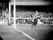 Manchester City goalkeeper Bert Trautmann makes a despairing dive - Old Photo