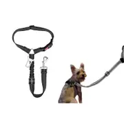 Removable Dog Seat Belt Harness Adjustable Dog Car Pet Seat Belt for Vehicle Headrest-Black