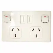240V 10 AMP DOUBLE POLE TWIN USB POWER POINT SOCKETS WHITE CARAVAN JAYCO PARTS