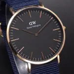 【DANIEL WELLINGTON】DANIEL WELLINGTON帆布風格時尚腕錶黑+帆布藍-40MM-DW00100277