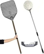 14" Square Pizza Shovel and 9" Round Swivel, Perforated Pizza Peel Set, High Temperature Resistant Kitchen Utensils, Compatible with Everyone Pizza Oven, and Rack Hook