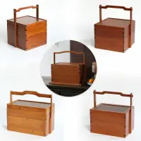 在飛比找樂天市場購物網優惠-竹制提盒 復古中式茶柜 收納可拎食盒單層無蓋送禮酒店野餐竹籃