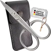 3 Swords Germany - brand quality STAINLESS STEEL INOX CURVED NAIL SCISSORS with case manicure pedicure grooming for professional finger & toe nail care by 3 Swords, Made in Solingen Germany (7384)