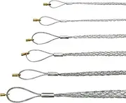 IRSCorp Cable Pulling Grip Sock Flexible Eye Mesh Rope Cable Sock Kit Galvanizing Steel Antislip Pipe Cable Wire Pulling Grips Lassos 6 Set 4-21mm