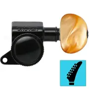 NEW Grover 505 Mini Roto-Grip Locking Rotomatic 6 In line Tuners AMBER - BLACK