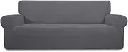Easy-Going Stretch Sofa Slipcover 1-Piece Couch Sofa Cover Furniture Protector Soft with Elastic Bottom for Kids, Spandex Jacquard Fabric Small Checks(Sofa,Gray), Large