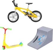 Totority 2 Sets Finger Bike Mini Scooter Kid Scooter Playset Bikes Children Toys Sports Toys Bike Ornament Finger Toy Scooters for Folding Scooter Toys Aluminum Alloy Yellow