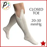 Presadee Original White Closed Toe 20-30 mmHg Zipper Compression Leg Socks