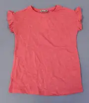 Dex Girl's Flutter-Sleeve Crew-Neck T-Shirt JL3 Coral Small NWT