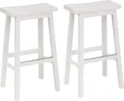 Solid Wood Saddle-Seat Kitchen Island Counter Barstool, 29-Inch Height, White -