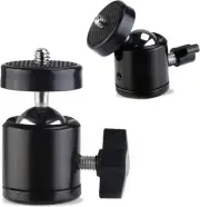 AOQIYUE Universal 1/4" Swivel Mini Ball Head Screw Tripod Mount（2 Pack）, 360 Deg