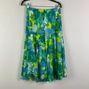 Bob Mackie Fully Lined Floral Print Skirt Size Medium Pull On Green