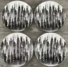Set Of 4 Robert Stanley 10 1/2" Dinner Plates "Pine Tree Forest at Night"**NEW**